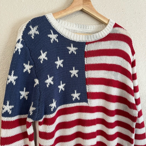 Grayson Threads Pull Over Cable Knit American Flag Novelty Sweater Graphic S - Picture 2 of 13
